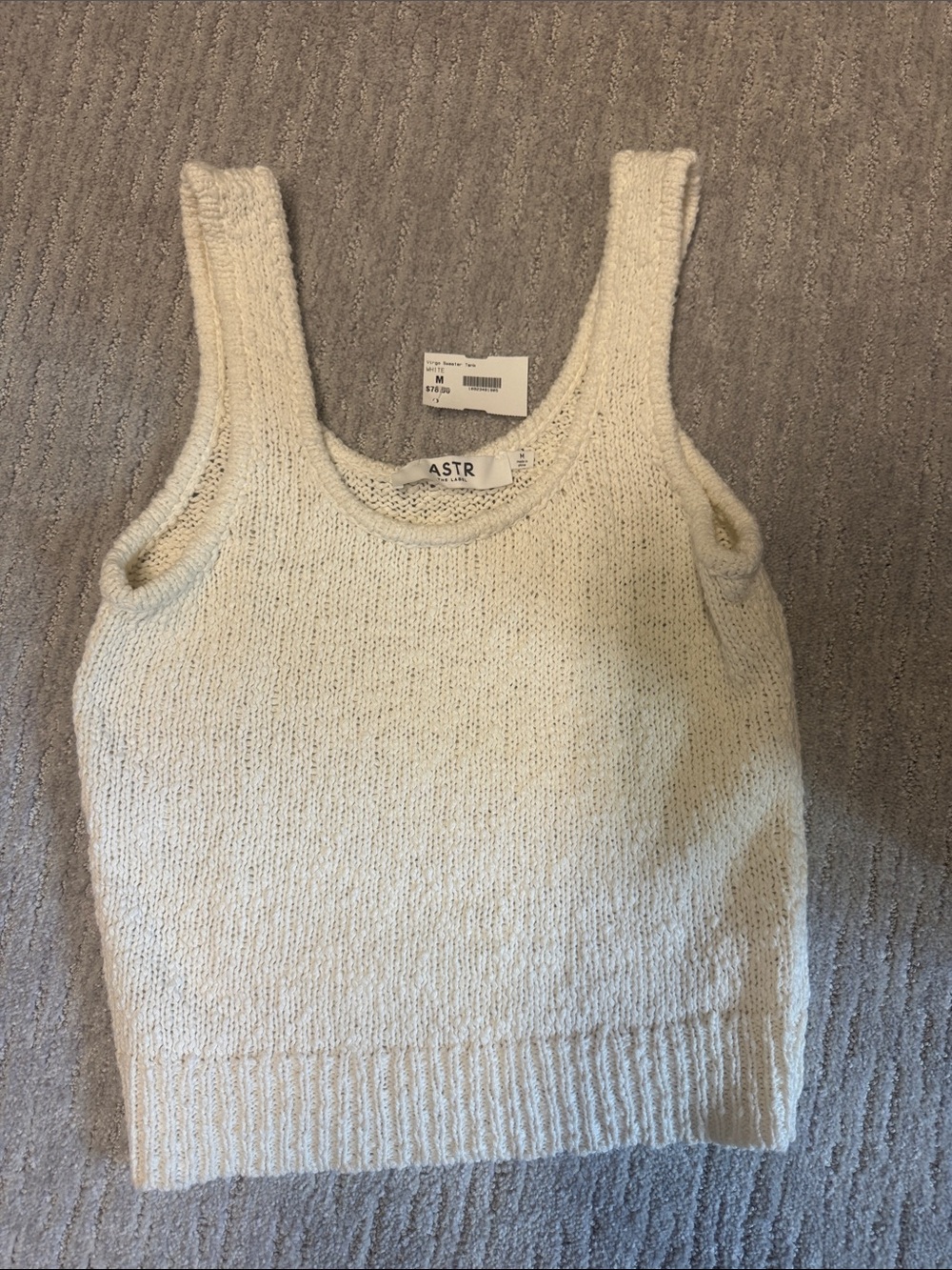 Astr Cream Knit Square-Neck Tank